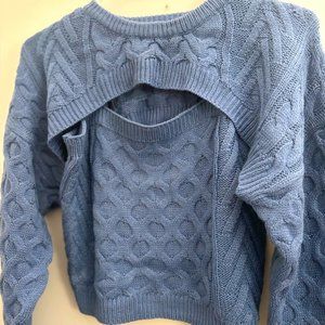 SHEIN Knit Cropped Tank Top and Hollow Pullover Set